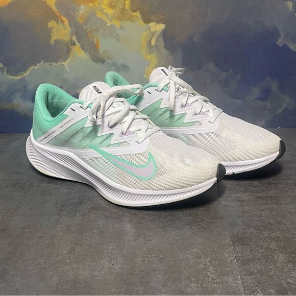 Nike Quest 3 CD0232-111 Women's White/Green Running Shoes Size 10.5 - Picture 1 of 16